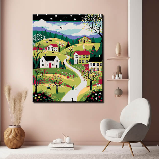 Malen nach Zahlen Kunst 7 Hügel Landschaft Ansichten