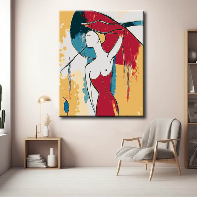 Malen nach Zahlen Moderne Kunst Frau mit rotem Kleid