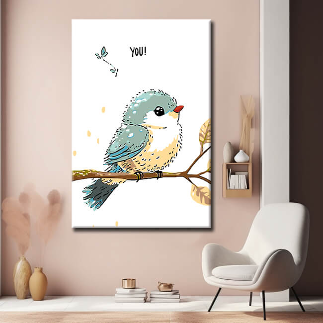 Malen nach Zahlen Tierkunst Kleiner Vogel auf dem Zweig
