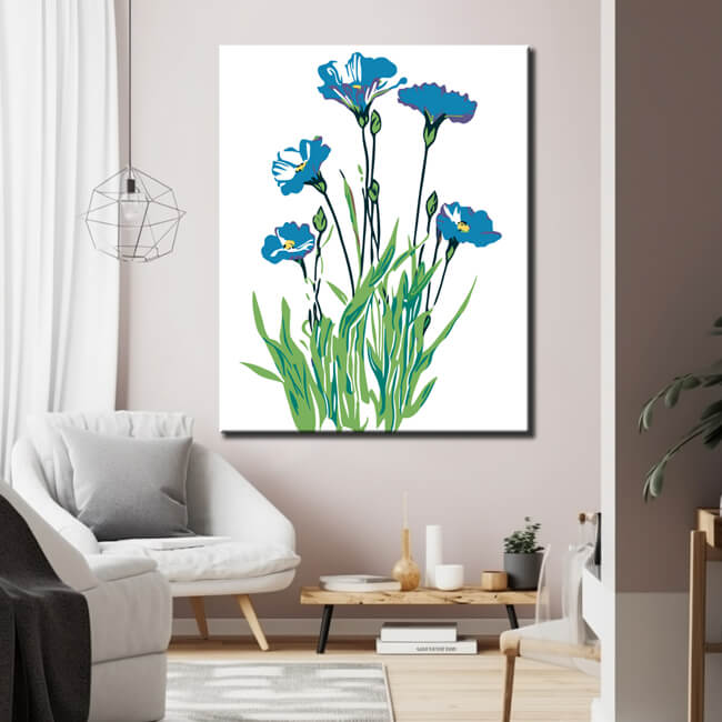 Malen nach Zahlen Pflanzen Blaue Kornblumen