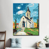 Malen nach Zahlen Kirche im Dorf
