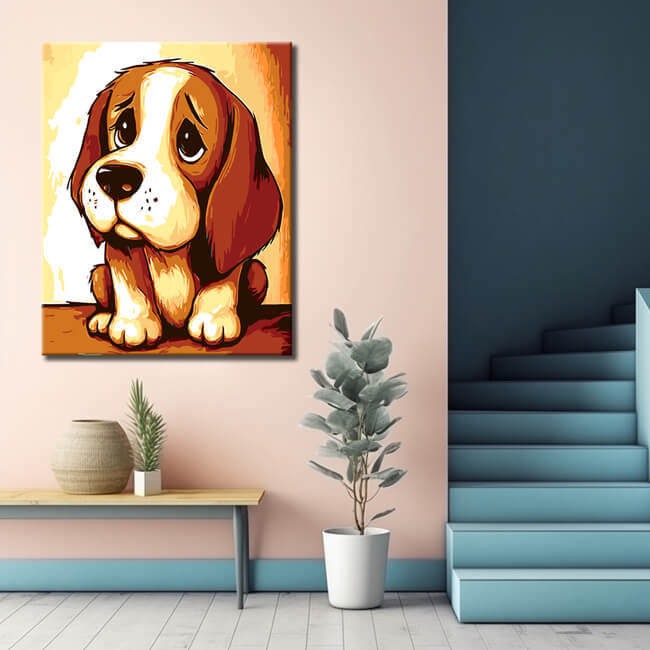 Malen nach Zahlen Hund Tiere Comic Basset