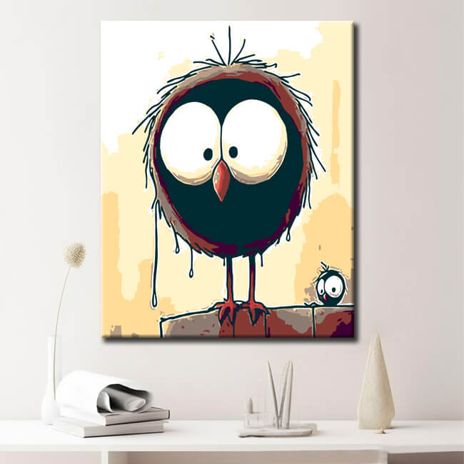 Malen nach Zahlen Comic Karikaturvogel