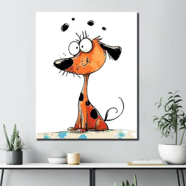 Malen nach Zahlen Comic Karikaturhund