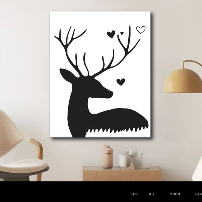 Malen nach Zahlen Scherenschnitt Hirsch Love