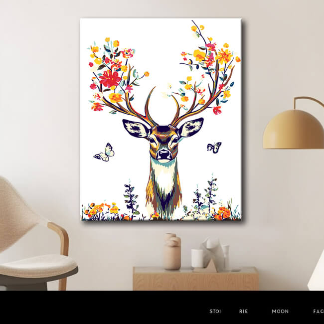 Malen nach Zahlen Hirsch Blumengeweih