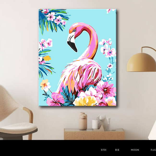 Malen nach Zahlen Flamingo und Blumen