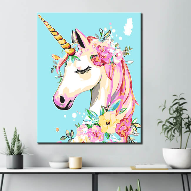 Malen nach Zahlen für Kinder Buntes Einhorn
