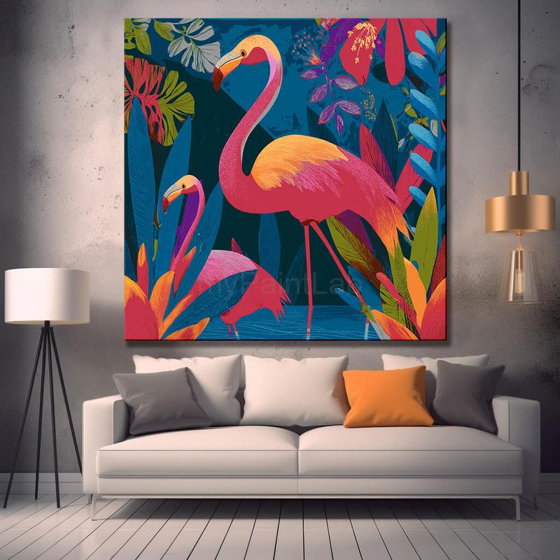 Malen nach Zahlen Flamingo Familie