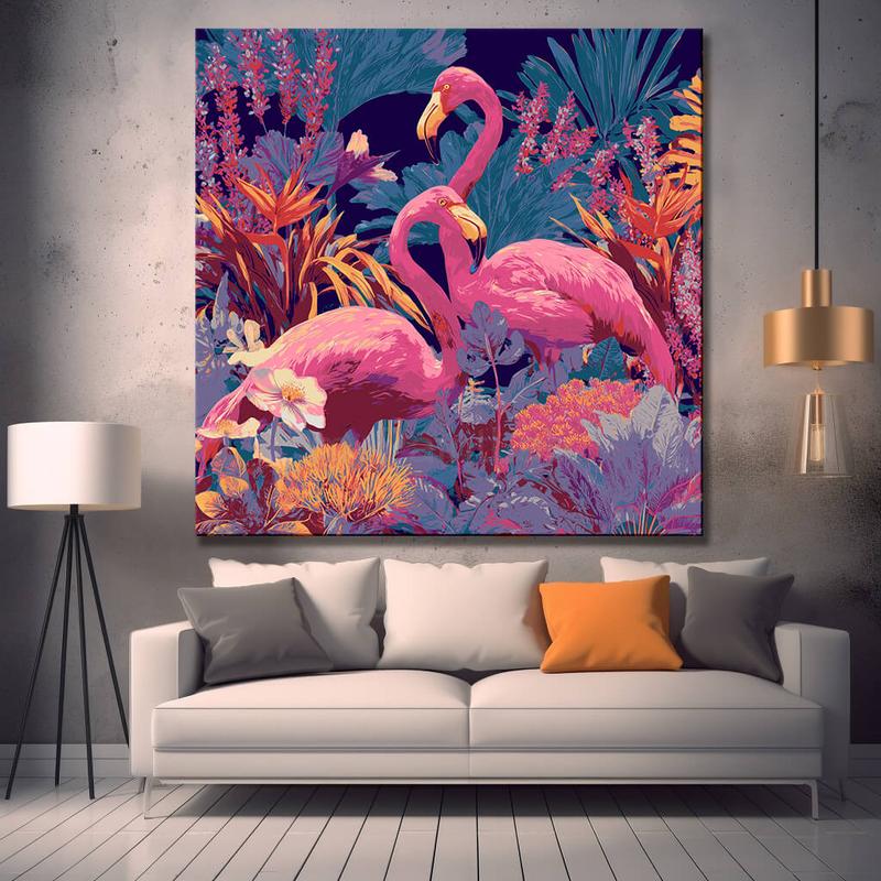 Malen nach Zahlen Tiere Flamingos bunt