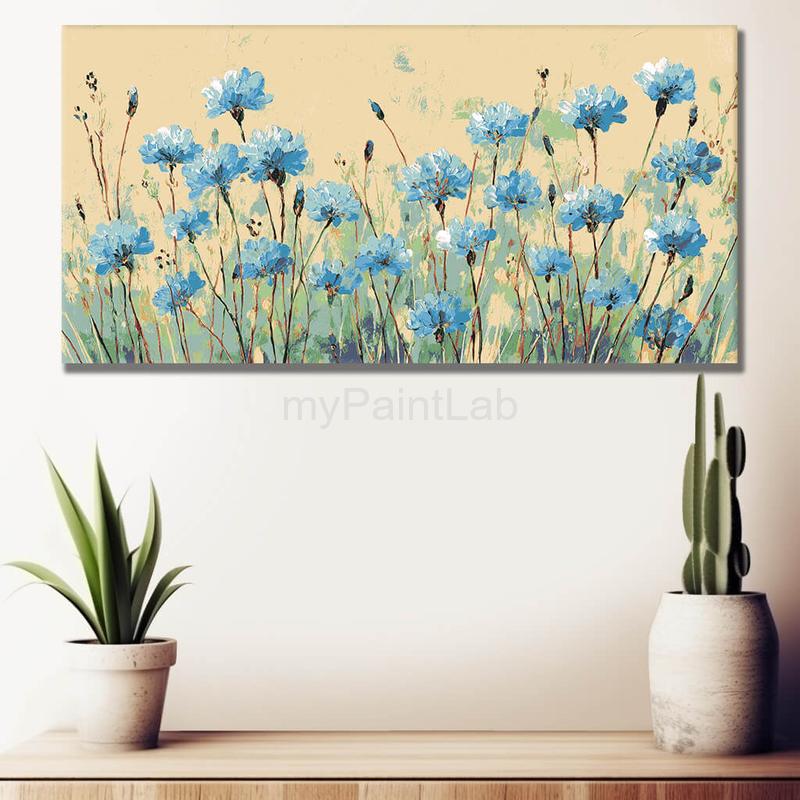 Malen nach Zahlen blaue FeldBlumen
