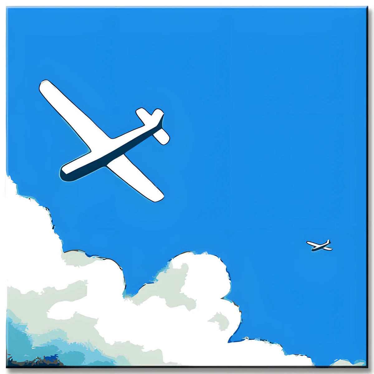Malen nach Zahlen Flugzeug über Meer