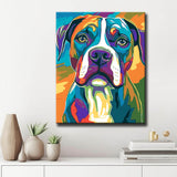 Malen nach Zahlen Hund Boxer Regenbogen bunt