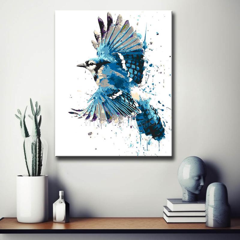 Malen nach Zahlen Vogel blau TierKunst