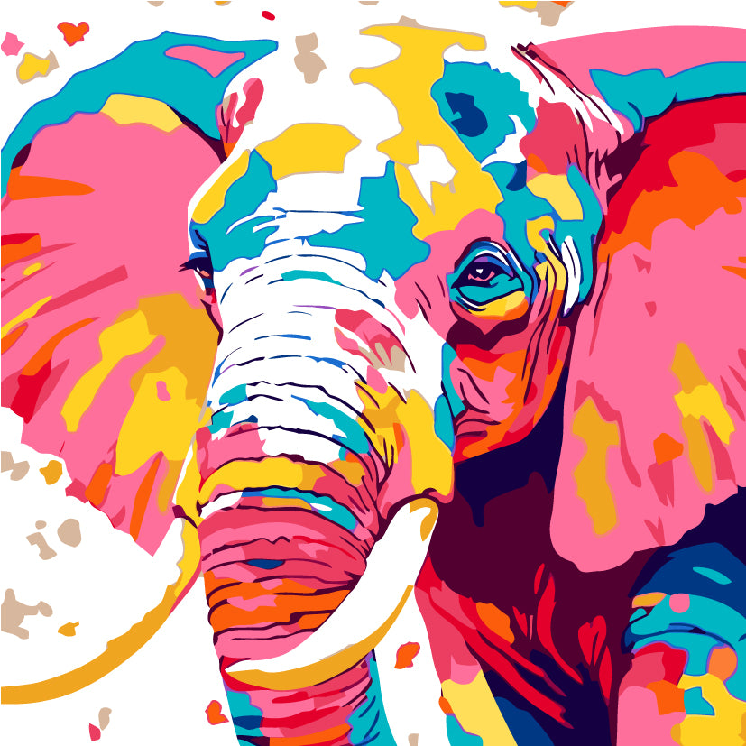 Malen nach Zahlen Elefant in Regenbogenfarben TierKunst