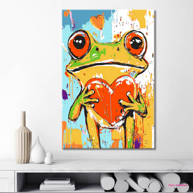Malen nach Zahlen Frosch mit Herz Tiere Moderne TierKunst