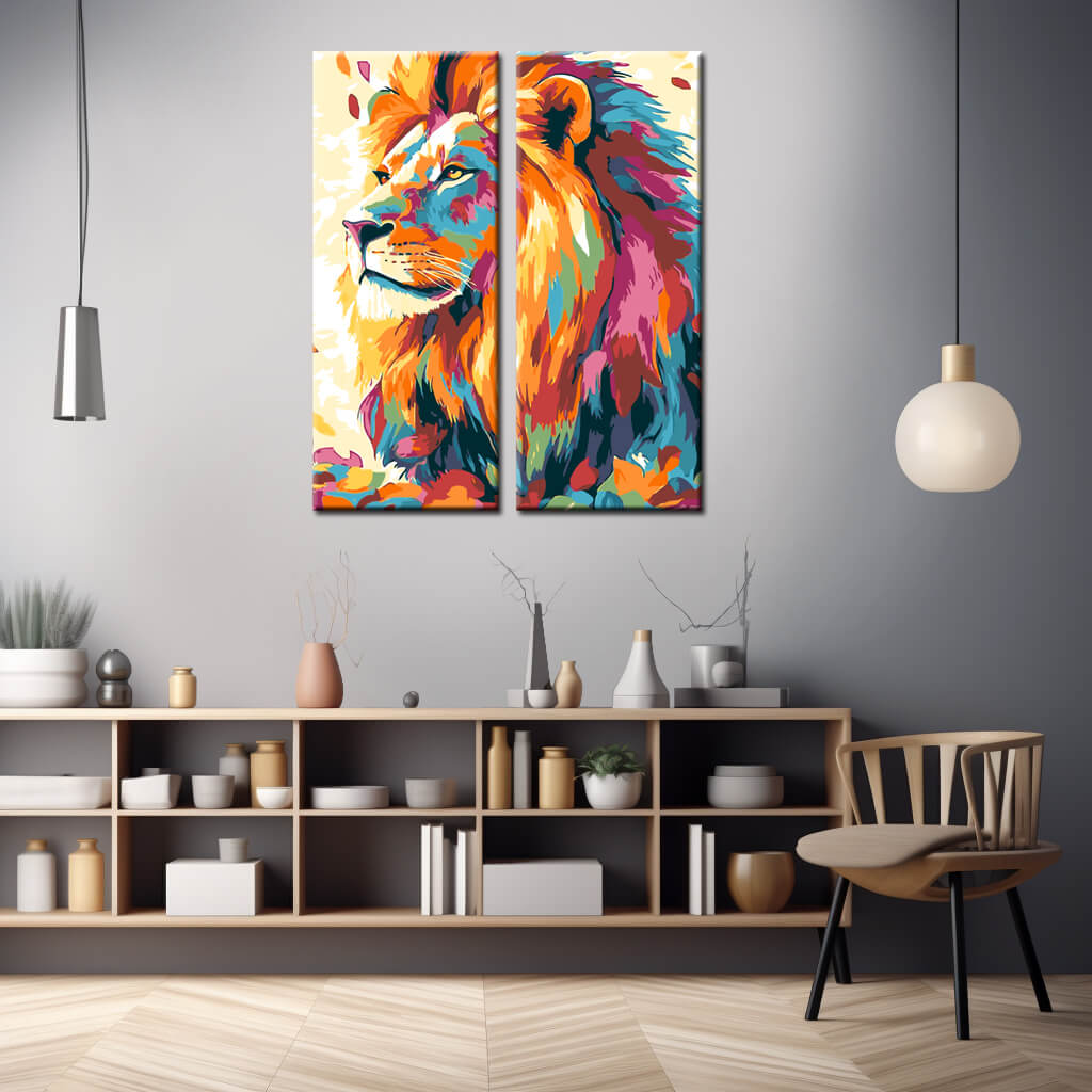 Malen nach Zahlen Löwe Tiere Moderne TierKunst Malerei - 2-teilig (Duo)
