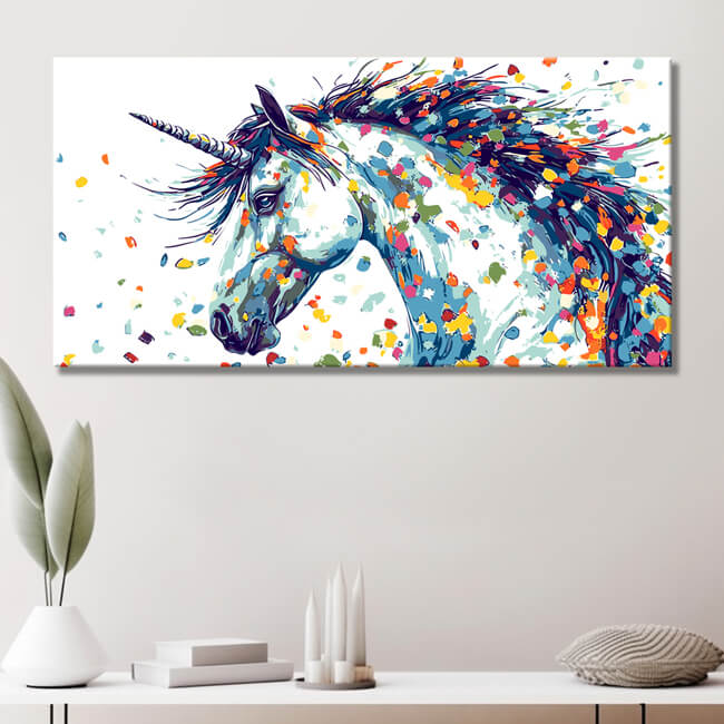 Malen nach Zahlen Panorama Einhorn Tierkunst Malerei