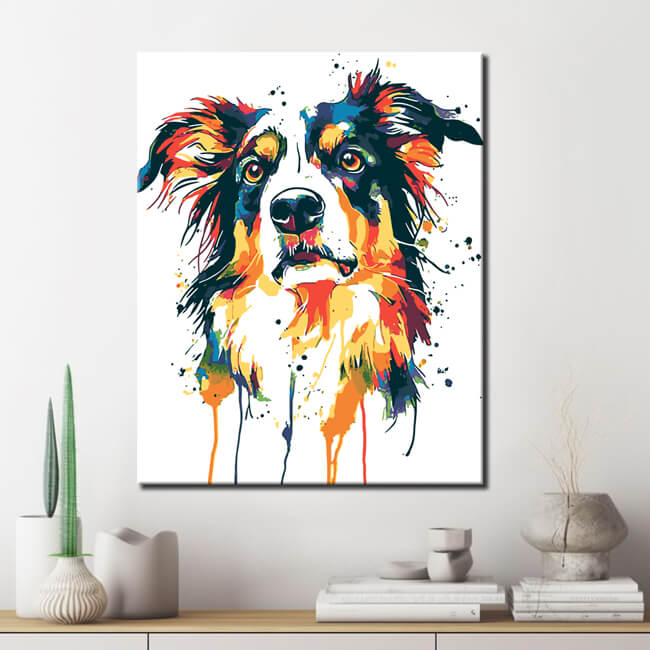 Malen nach Zahlen bunter Hund Moderne TierKunst