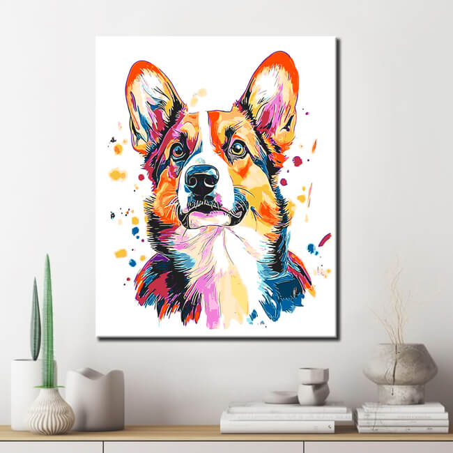 Malen nach Zahlen farbiger Hund Moderne TierKunst
