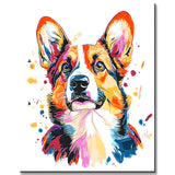 Malen nach Zahlen farbiger Hund Moderne TierKunst
