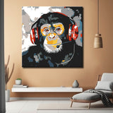 Malen nach Zahlen Affe hört Musik Moderne TierKunst