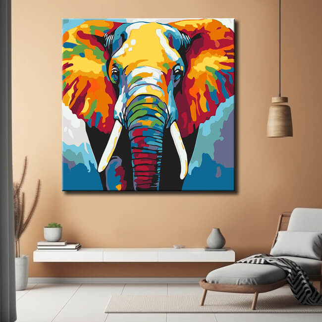 Malen nach Zahlen Großer Elefant Portrait Moderne Tierkunst