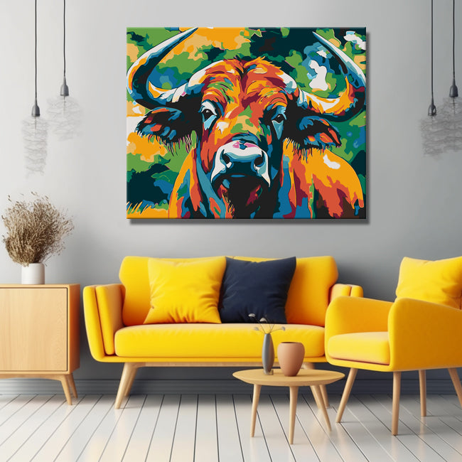 Malen nach Zahlen Großer Bulle Portrait Moderne TierKunst