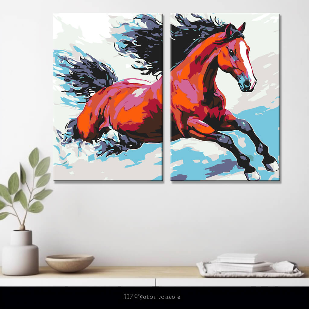 Malen nach Zahlen Rotes Pferd Moderne TierKunst - 2-teilig (Duo)