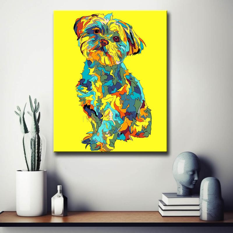 Malen nach Zahlen Bunte Tierwelt Hund im Portrait