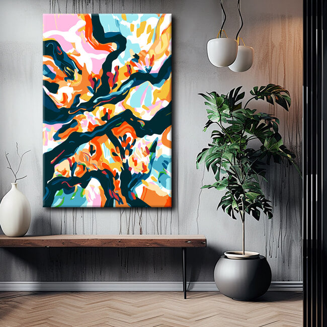 Malen nach Zahlen Abstrakte Kunst Blumentanz I