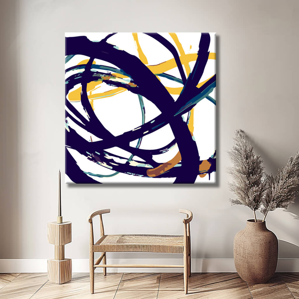 Malen nach Zahlen Moderne Kunst Striche Marineblau und Gold II