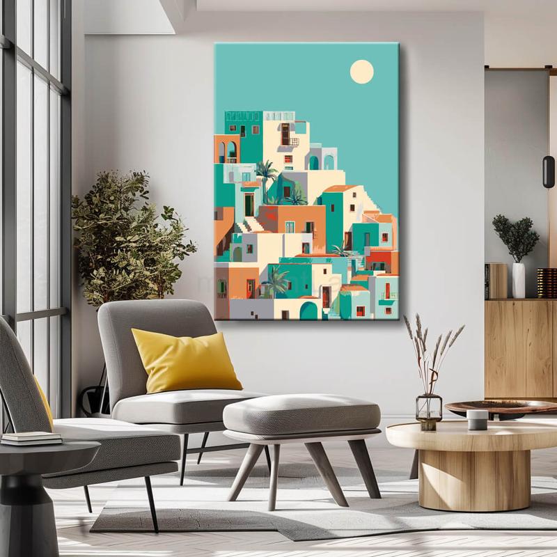 Malen nach Zahlen Kunst Minimalismus Haus mit Pool
