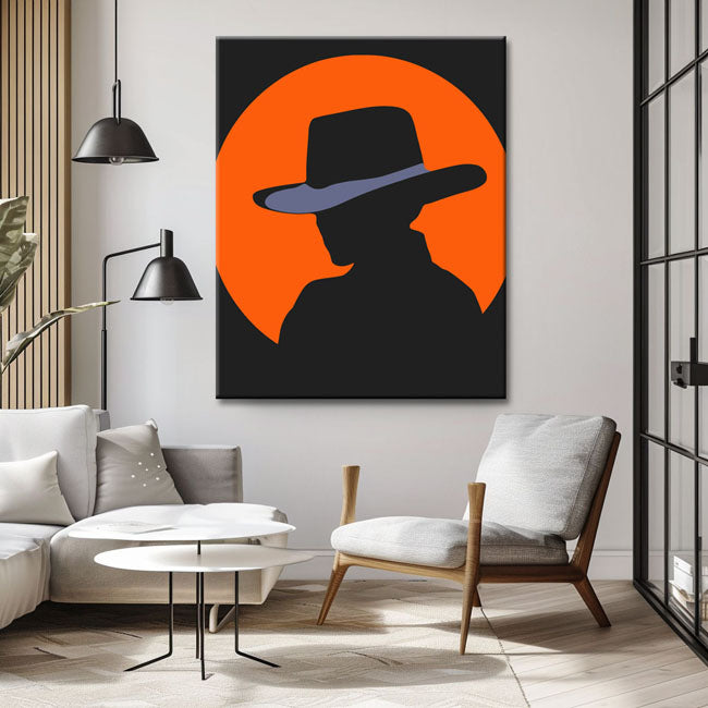 Malen nach Zahlen Kunst Minimalismus Schwarze Person mit Hut