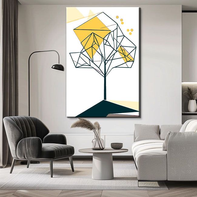 Malen nach Zahlen Kunst Strichzeichung Geometrie Polygon Baum