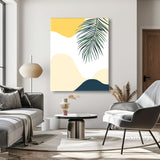 Malen nach Zahlen Kunst Minimalismus Farbige Wolken mit Palmenblätter
