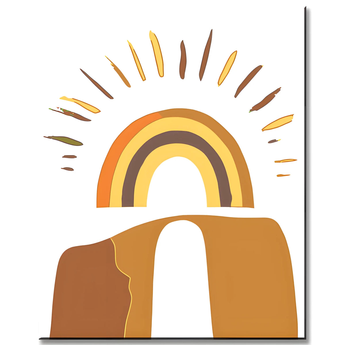 Malen nach Zahlen Kunst Minimalismus Sonnenschein mit Regenbogen