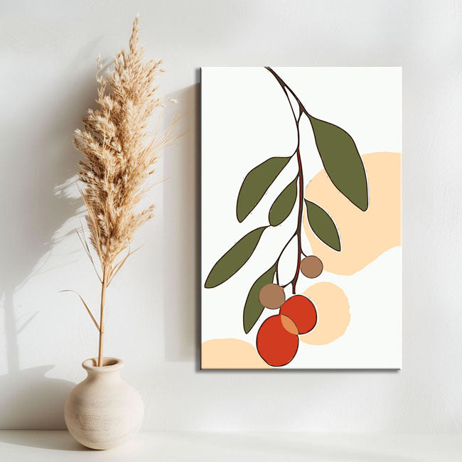 Malen nach Zahlen Kunst Minimalismus Pflanze mit Früchten