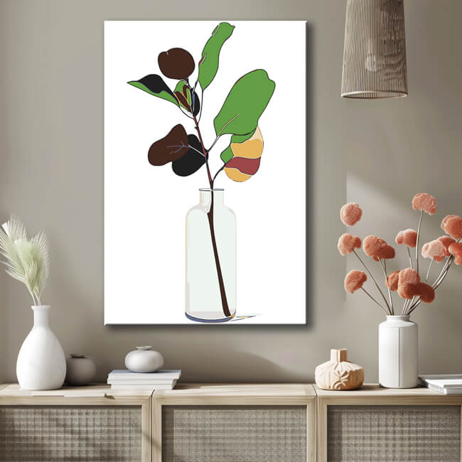 Malen nach Zahlen Kunst Minimalismus Gemälde einer Pflanze in einer Glasvase