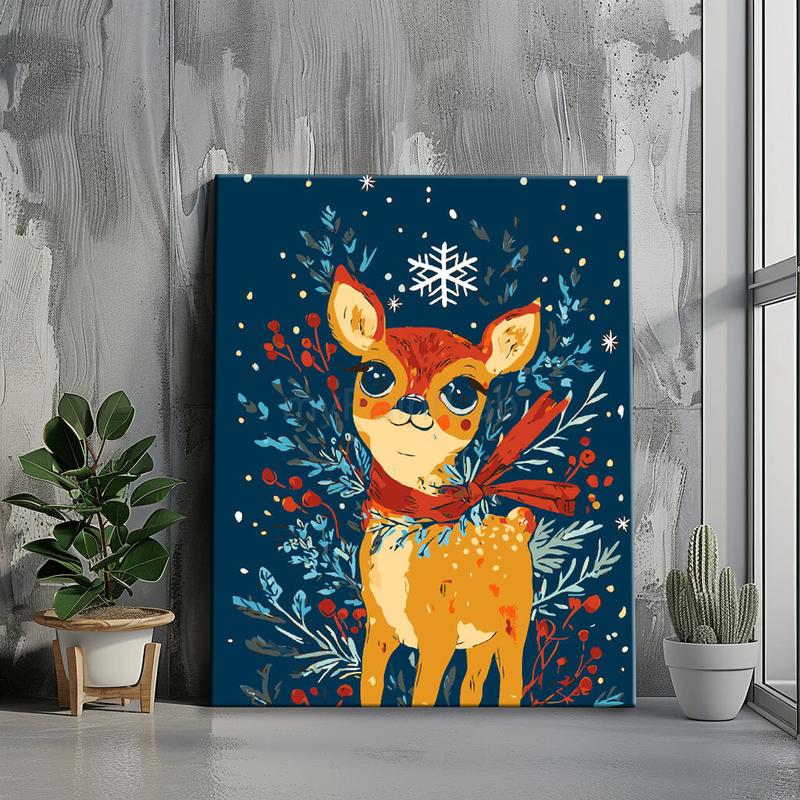 Malen nach Zahlen Weihnachten Illustration Kunst Motiv Elch