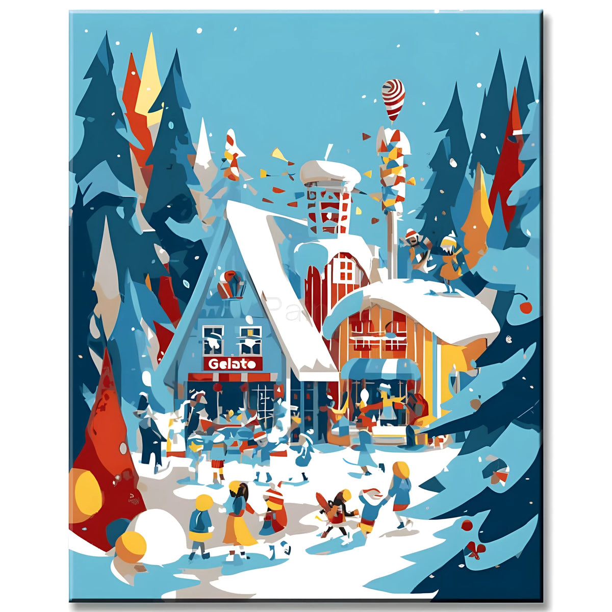 Malen nach Zahlen Weihnachten Illustration Weihnachtsdorf Kunst