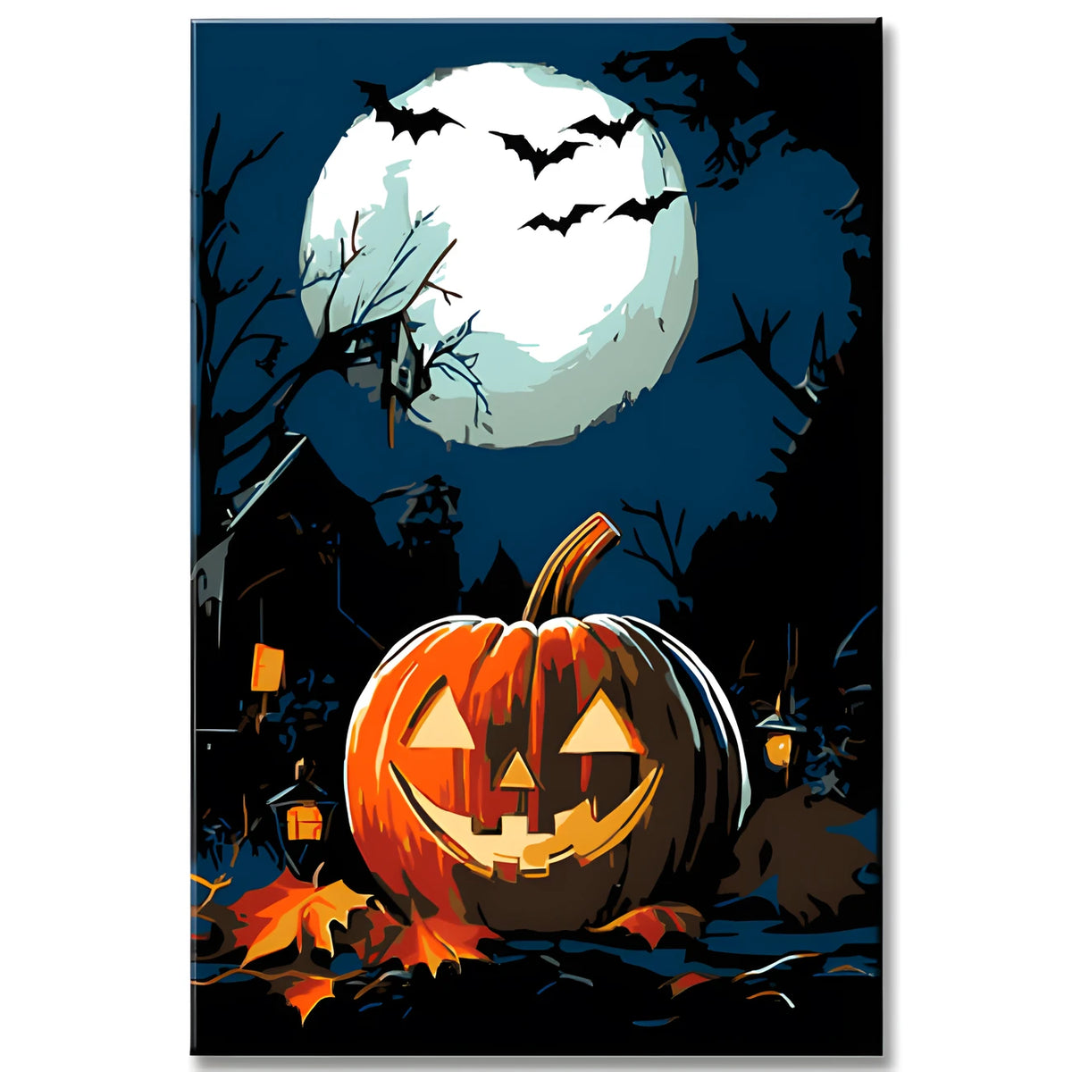 Malen nach Zahlen Halloween-Kürbis bei Nacht