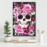 Malen nach Zahlen Totenkopf mit Rosen
