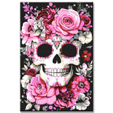 Malen nach Zahlen Totenkopf mit Rosen