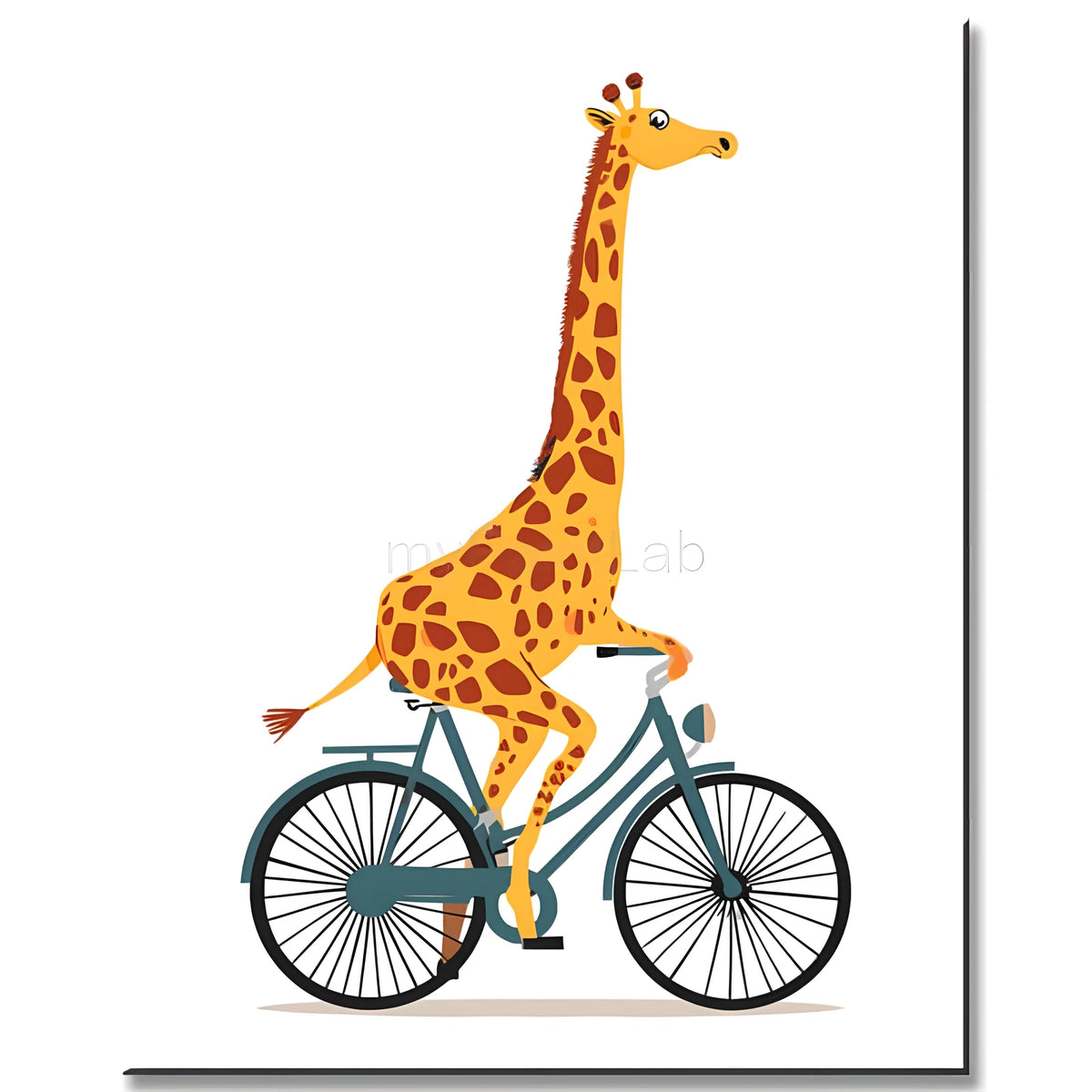 Malen nach Zahlen Tiere Giraffe auf dem Fahrrad