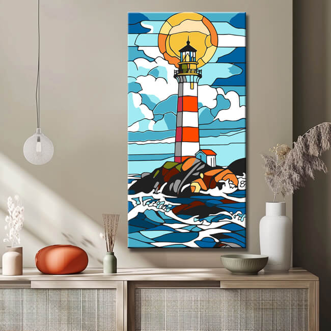 Malen nach Zahlen Leuchtturm und Sturm