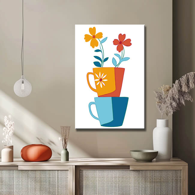 Malen nach Zahlen Kunst Minimalismus Farbige Tassen
