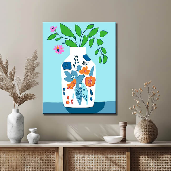 Malen nach Zahlen Kunst Minimalismus Farbige Vase