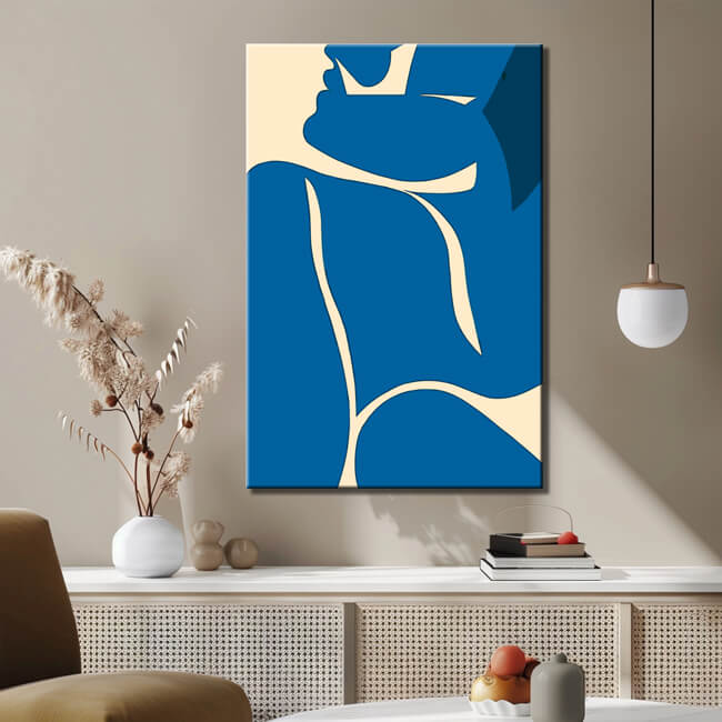 Malen nach Zahlen Kunst Blau-gelbes abstraktes Gemälde