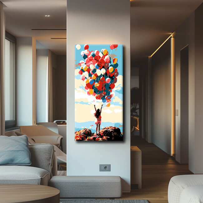 Malen nach Zahlen Kunst Mädchen mit Luftballons